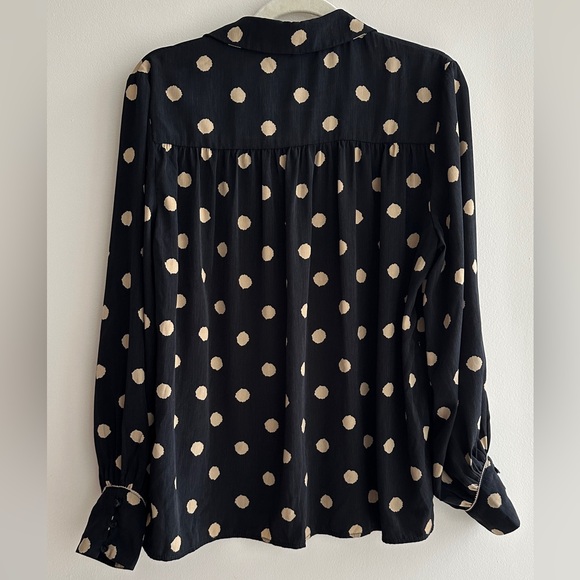 Grace & Mila Gold and Black Polka Dot Button Down Shirt, Size Small - Picture 14 of 16